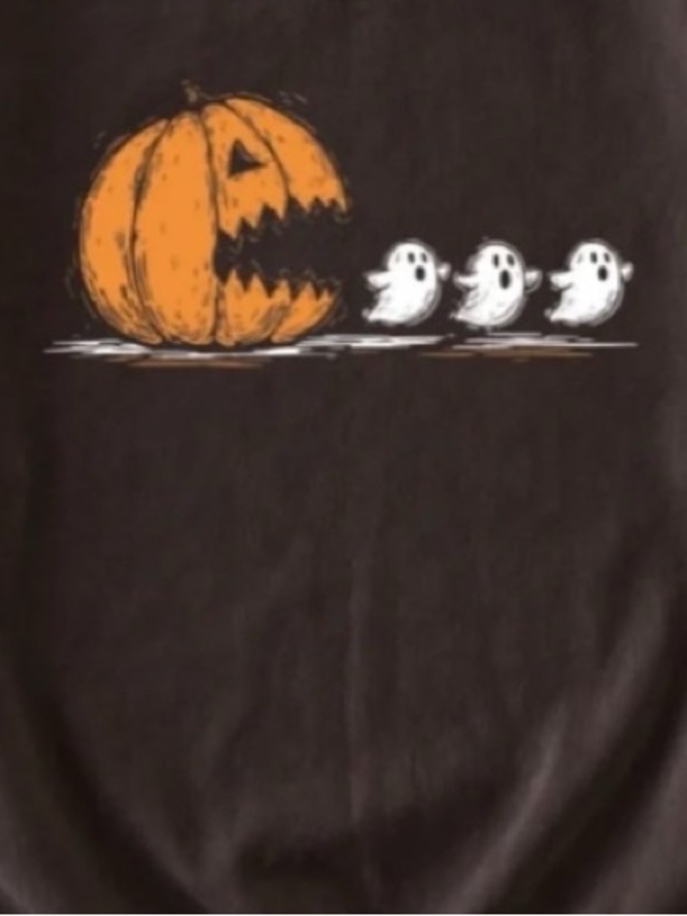 Dark Chocolate Crewneck Sweatshirt with Orange Pumpkin & White Ghosts - Picture 2 of 3